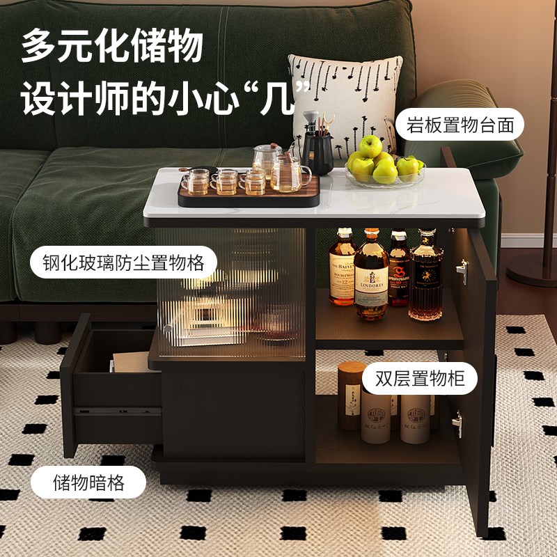 可移动边几沙发侧边柜小户型置物架带轮茶台高级感小推车床头边桌