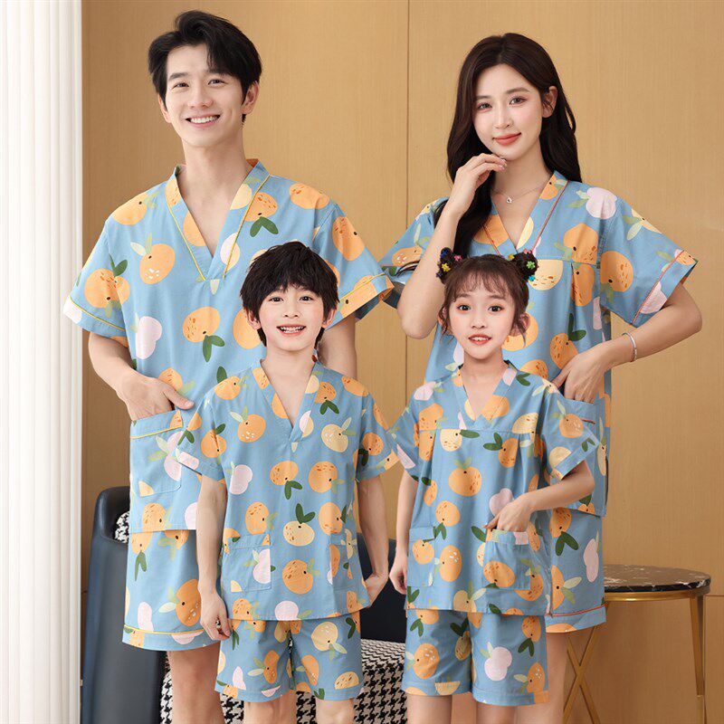 亲子汗蒸服2024新款纯棉男洗浴服女大码儿童汤泉衣服足浴服浴裤
