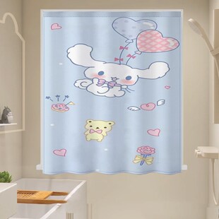 窗帘布免打孔安装 遮光魔术贴防水厨房浴室男孩遮阳宿舍上铺玉桂狗