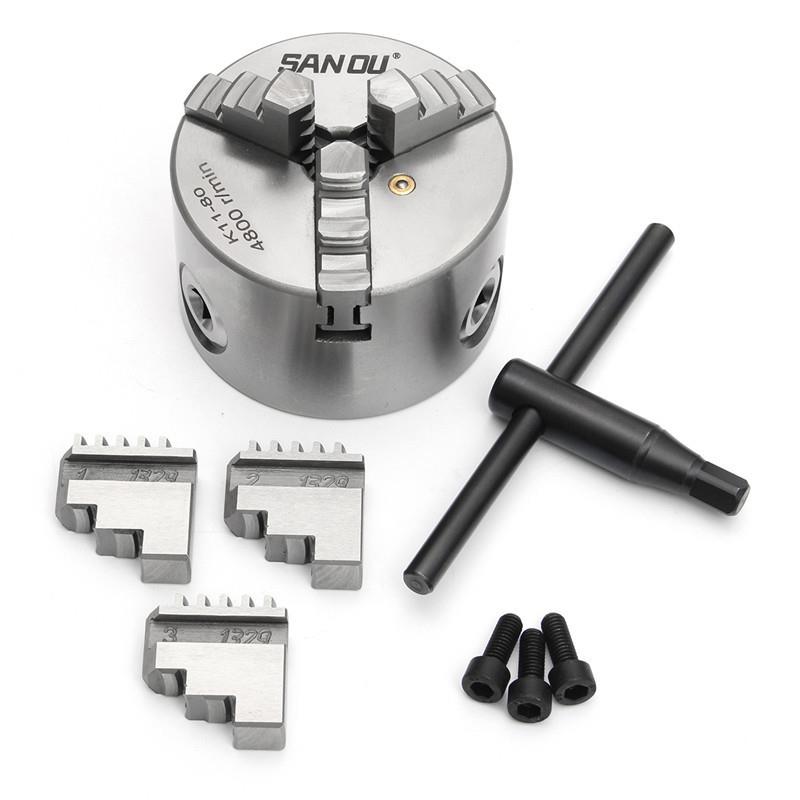 三爪自定心卡盘K11-80/100 /-125三爪手动联动车床卡盘