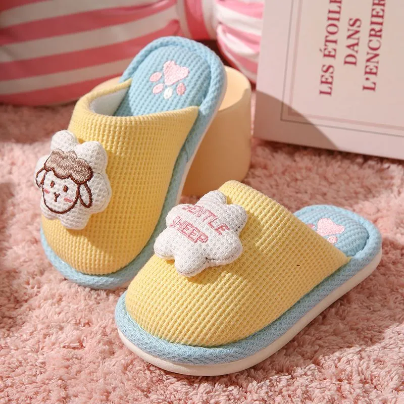 儿童棉拖鞋包头女童秋冬家居可爱卡通亲子2025新款宝宝棉麻拖鞋