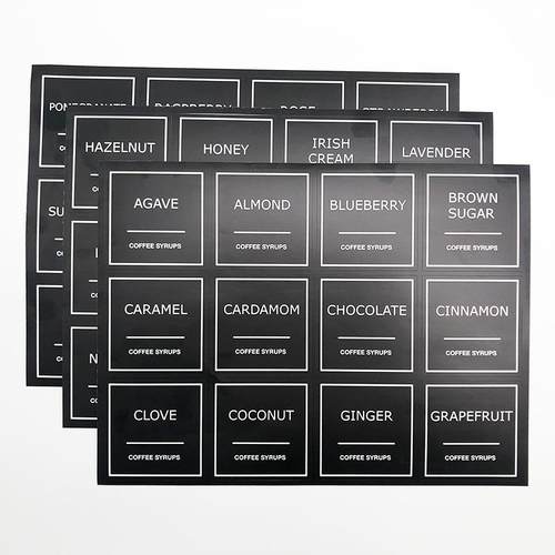 2.5inch咖啡糖浆调味标签36贴 防水可擦写厨房不干胶标签贴纸