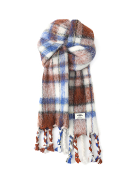 FREERABBITⅡ羊毛款韩系氛围感拼色格子围脖秋冬加厚保暖显白围巾