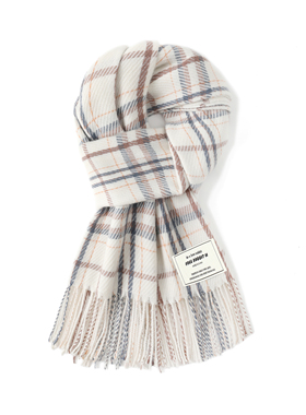 FREERABBITⅡ韩版拼色格子流苏围脖披肩秋冬时尚百搭加厚保暖围巾