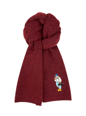 FREERABBITⅡ羊毛韩松弛女孩刺绣含羊毛针织围脖秋冬个性保暖围巾