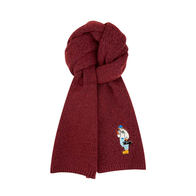 FREERABBITⅡ羊毛韩松弛女孩刺绣含羊毛针织围脖秋冬个性保暖围巾