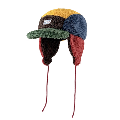 FREE RABBITⅡ 韩版时尚拼色羊羔毛飞行帽 秋冬百搭保暖护耳翻檐