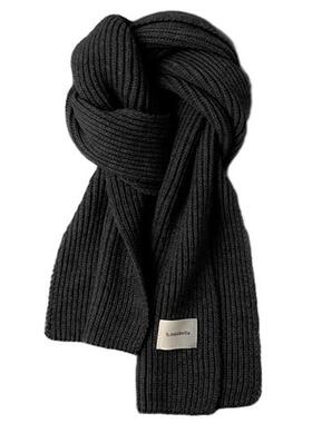 freerabbit II简约条纹针织围巾百搭保暖毛线围脖男女同款情侣款