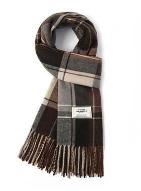 freerabbit II复古日系仿羊绒流苏围脖秋冬格子围巾男女同款