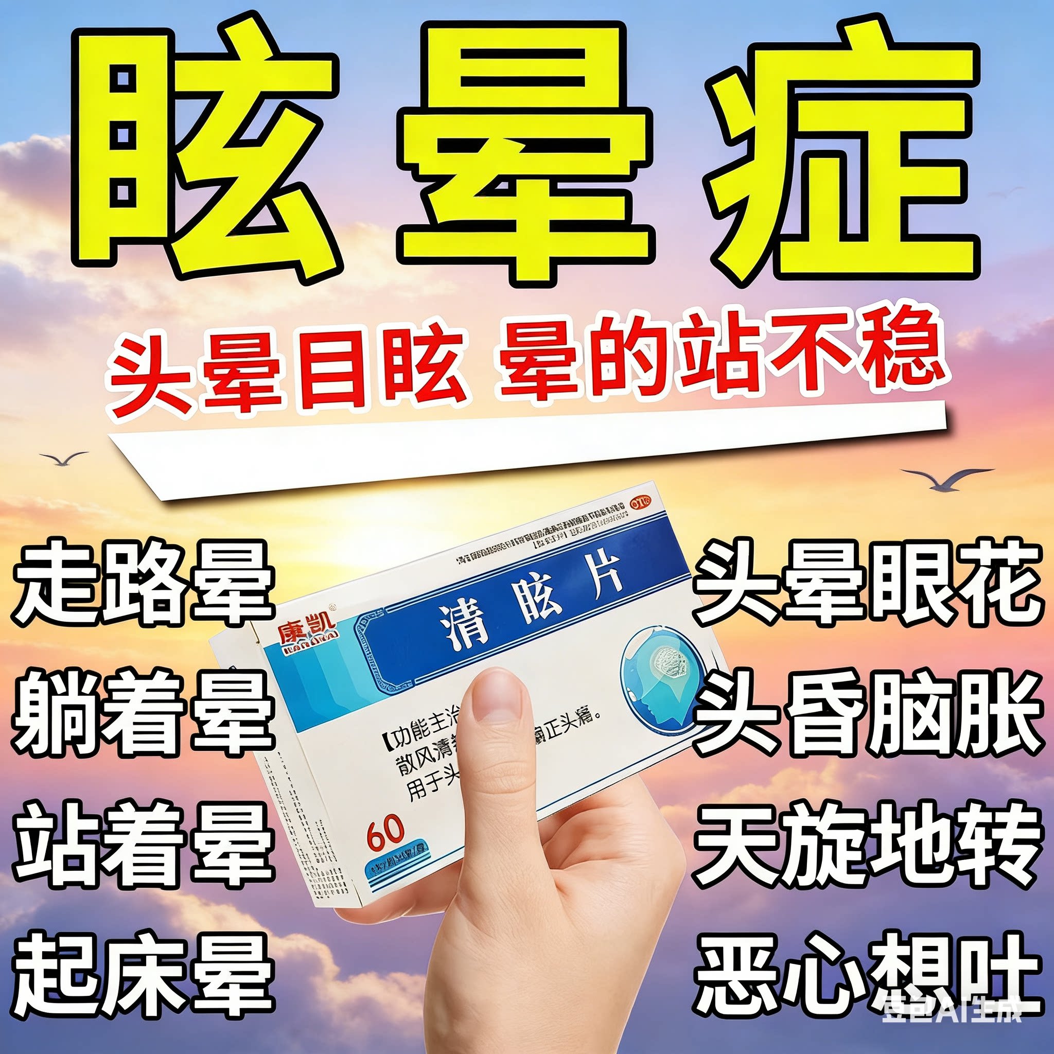 眩晕症特新效药脑供血不足头晕眩晕头疼头晕目眩天旋地转专用药