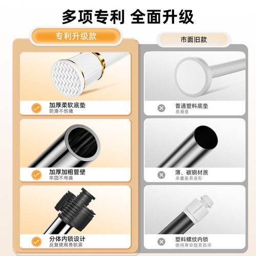 免打孔伸缩杆窗帘杆卫生间浴帘杆撑挂衣杆浴室衣柜挂杆晾衣杆衣架