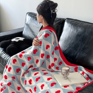 Uncle 空调毯午睡 Bomb简约风菱形爱心针织毛毯子单人沙发盖毯薄款