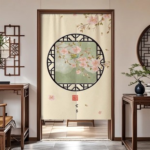 中式门帘房间隔断帘家用入户卧室半帘客厅厨房卫生间免打孔遮挡帘