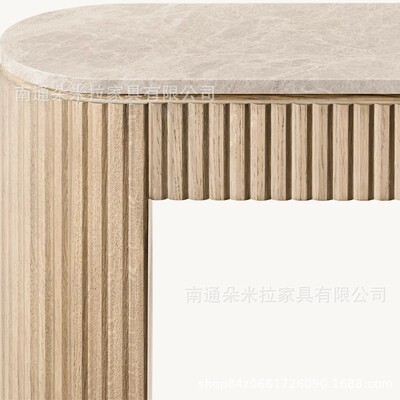 RH美式实木高端豪华玄关柜桌面采用大理石材质设计
