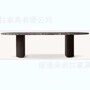 客厅长桌实木餐桌橡木办公桌长方形别墅复古工作台饰面高端大理石