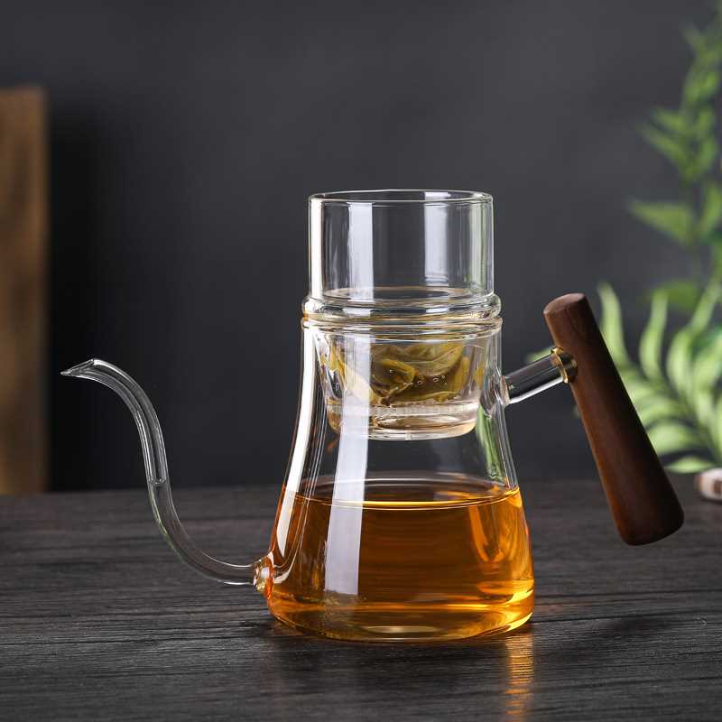 茶壶懒人泡茶器高硼硅玻璃家用过滤花红茶冲茶器透明茶水分离茶具