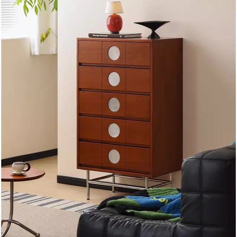 实木中古斗柜落地小户型储物柜客厅沙发边柜卧室床头柜收纳三斗