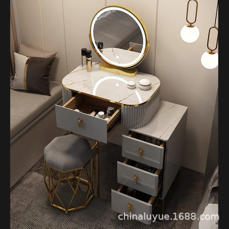 小户型梳妆台收纳柜一体卧室现代简约小型轻奢高级网红化妆桌