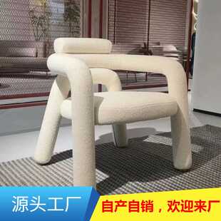 网红休闲椅家用客厅阳台沙发椅 简约创意弯管异形布艺沙发现代个性