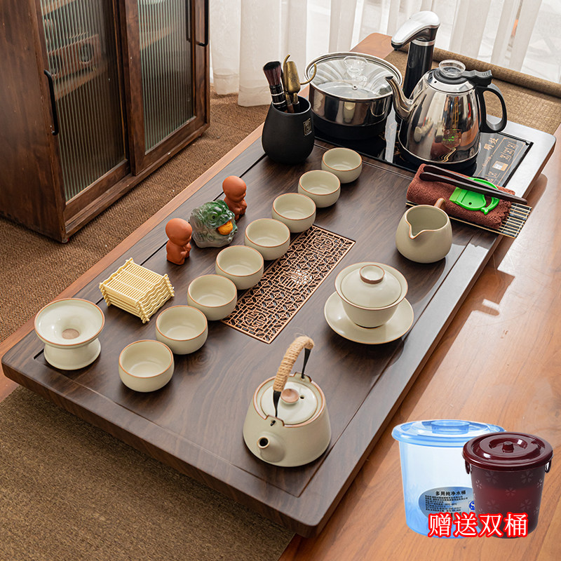 整套全自动功夫茶具套组家用客厅茶盘组合四合一烧水壶炉茶海茶台