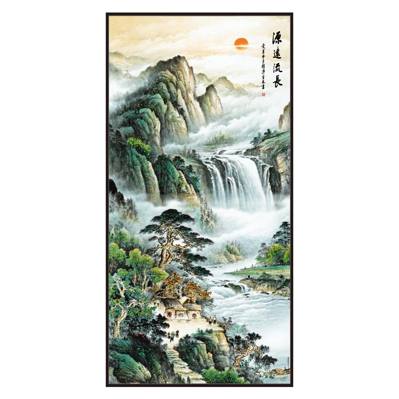 A6L新中式玄关自粘入户走廊装饰山水画墙贴屏风过道贴纸客厅壁纸