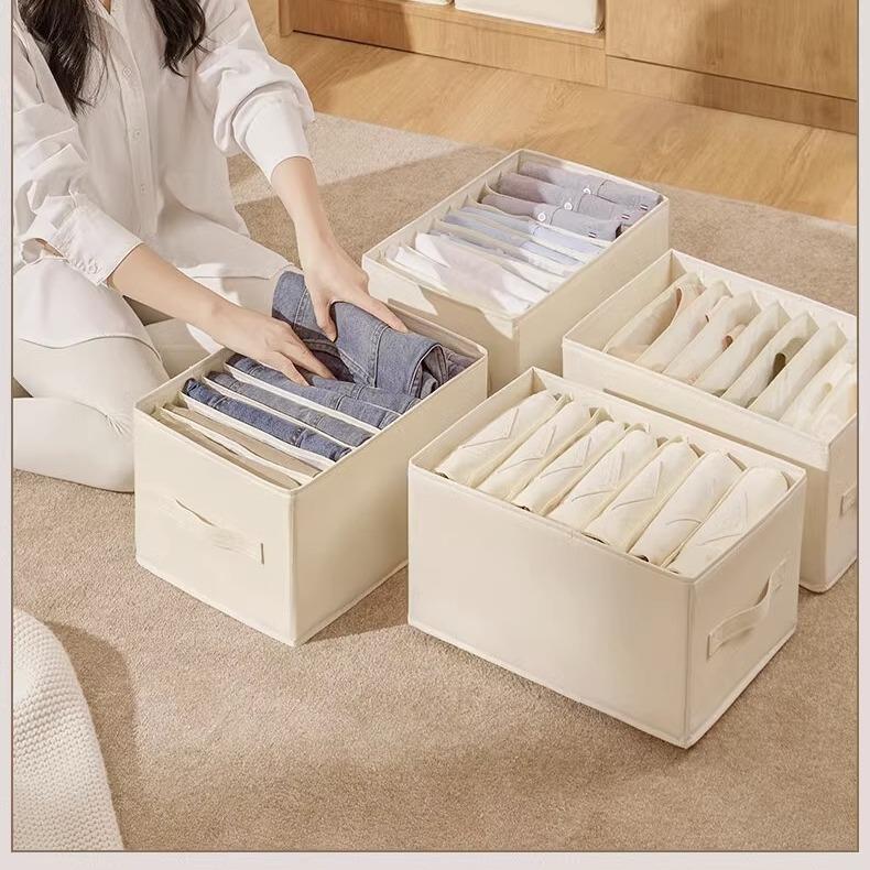 牛津布收纳盒衣物裤子收纳箱分隔pp板收纳箱可抽拉式带隔层收纳盒