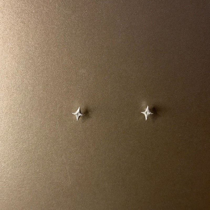 冷淡风简约拉丝四芒星耳钉