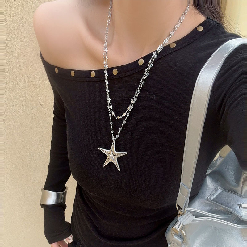 金属海星双层项链星星吊坠