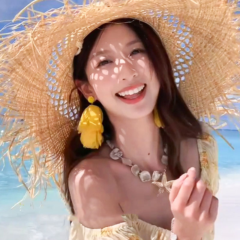 海边度假风黄色花瓣流苏耳环