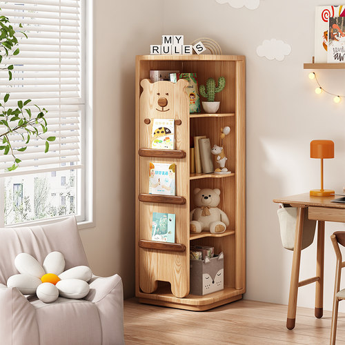 儿童书柜卧室落地多层储物柜绘本架收纳架置物架简约现代转角书架