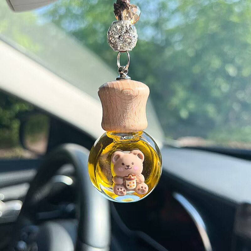 可爱小熊玻璃球车挂汽车后视镜
