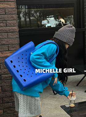 Michelle GirlEVA时尚大容量手提包沙滩健身收纳单肩包大洞洞包