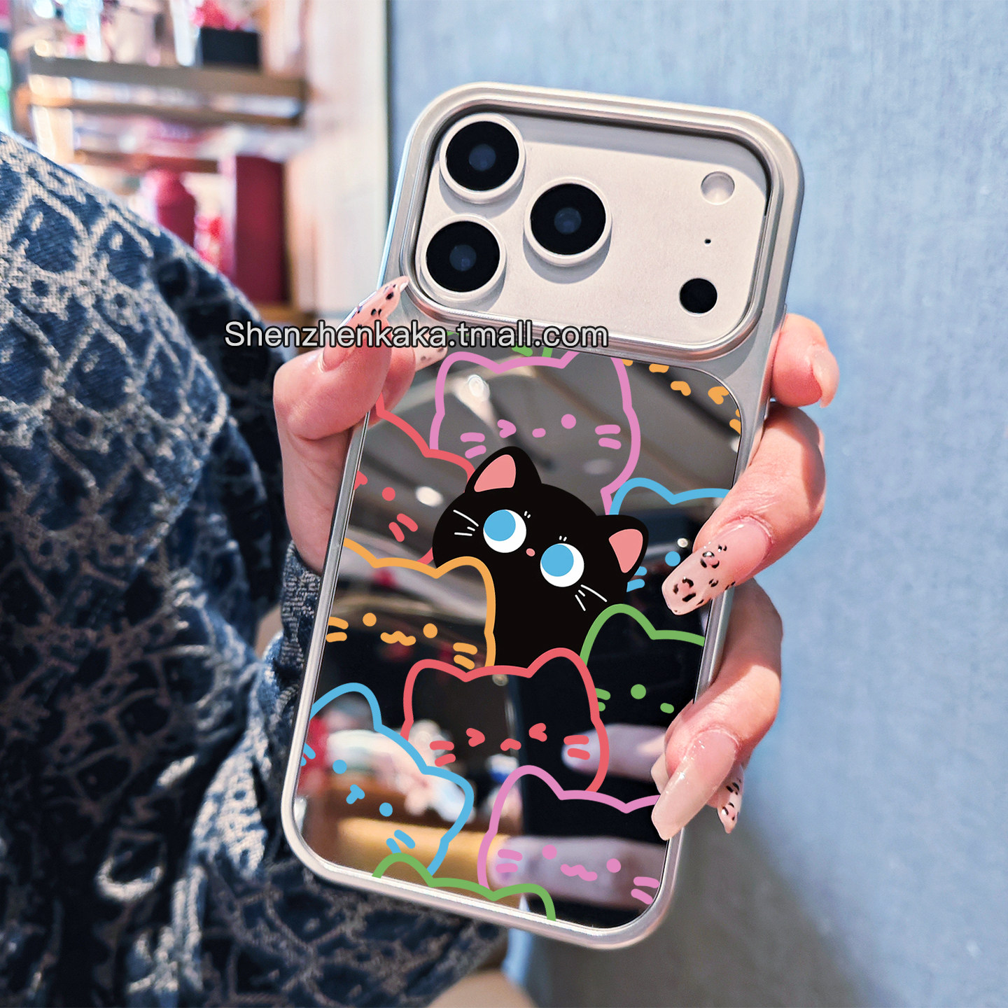 猫狗情侣MagSafe磁吸带镜子18promax手机壳韩系少女风16plus可爱卡通iPhone15小米17小众简约华为pura9保护套