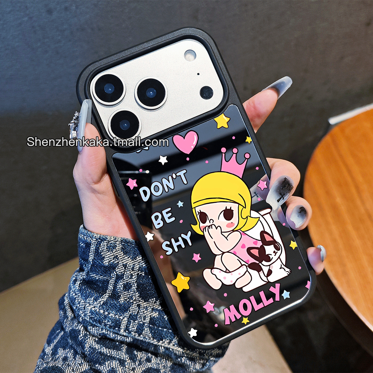 17promax带镜子molly手机壳Magsafe磁吸适用苹果16小众女15plus卡通可爱iphone14个性潮玩周边ip13黑边保护套