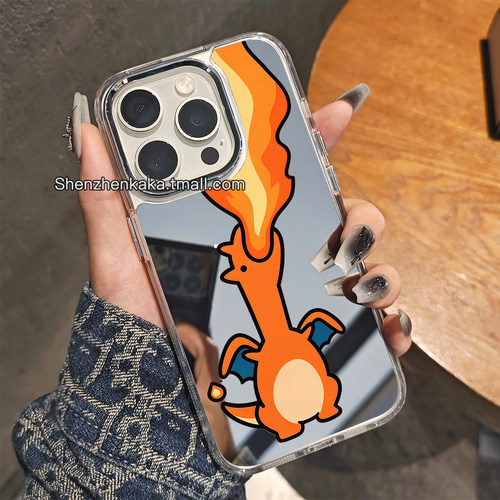 抽象可爱iPhone17手机壳镜面18promax卡通宝可梦reno14喷火龙findx9pro适用小米15华为mate60妙蛙种子杰尼龟