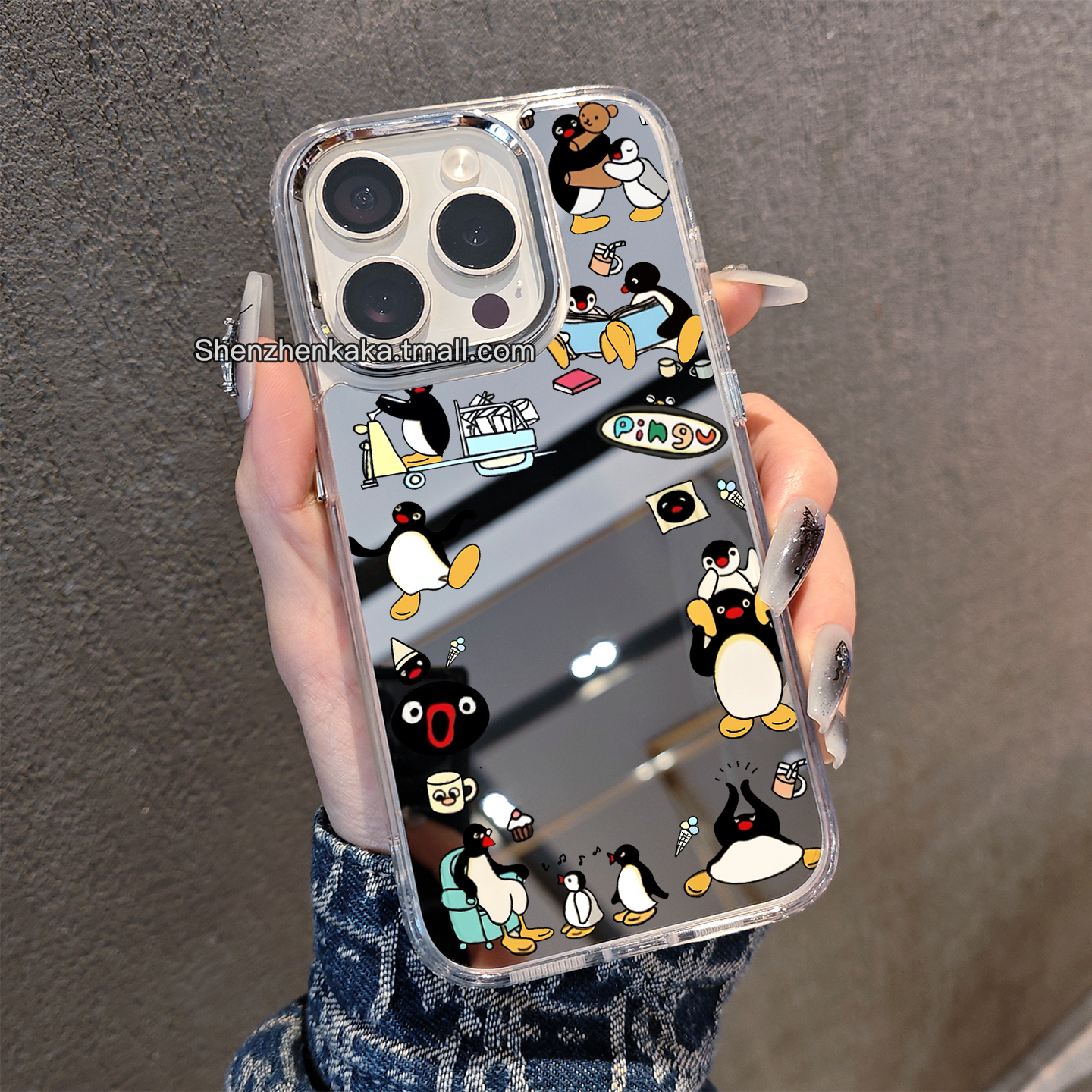 PINGU企鹅手机壳镜面苹果17适用16promax小米15好看华为pura80/nova13可爱卡通opporeno14新款日韩vivox200