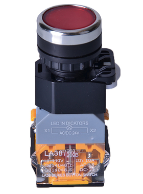 LA38-11D/DT带灯自复自锁平钮启动按键按钮开关24V36V220V 孔22mm
