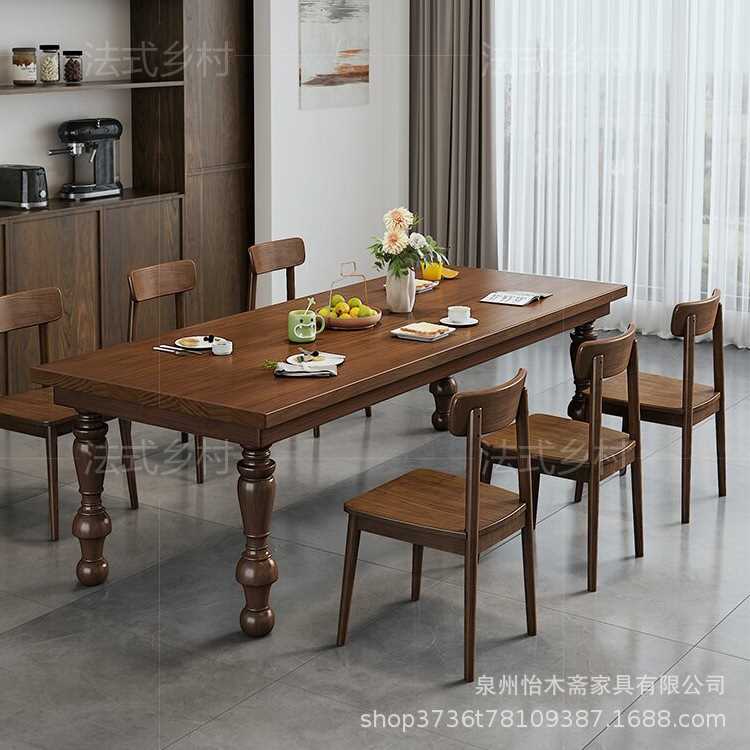 美式乡村复古实木餐桌电脑桌办公接待书桌家用多人罗马欧式餐台桌
