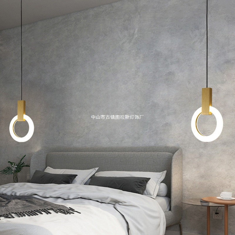 卧室床头吊灯现代简约餐厅灯创意个性主卧单头小吊灯北欧长线灯具