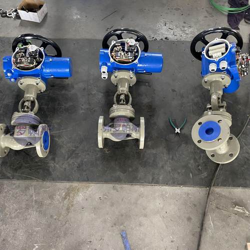 DN100电动硬密封法兰截止阀 智能一体化 远程控制 电压AC380V