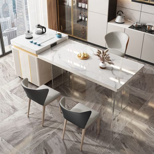 简约现代岛台岩板餐桌办公室办公泡茶桌长方形吃饭桌子办公茶桌