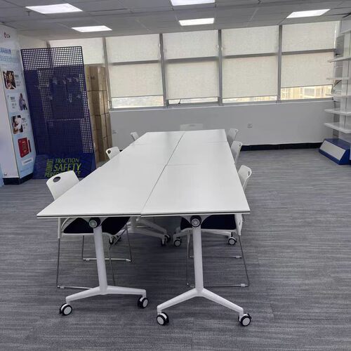 白色折叠培训桌椅组合可移动办公桌长条桌会议长桌课桌拼接会议桌
