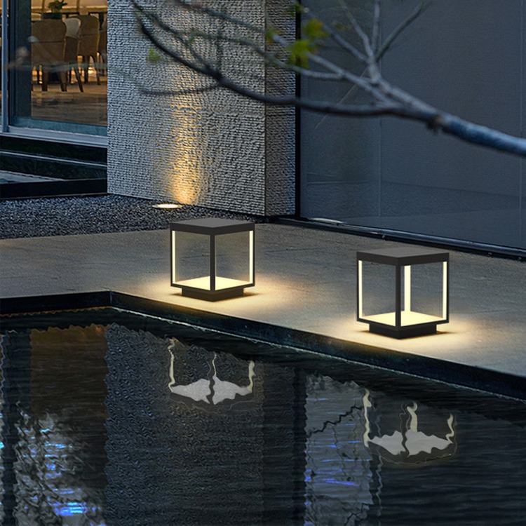 户外太阳柱头灯防水别墅庭院围墙灯现代简约花园柱灯大门柱子灯具