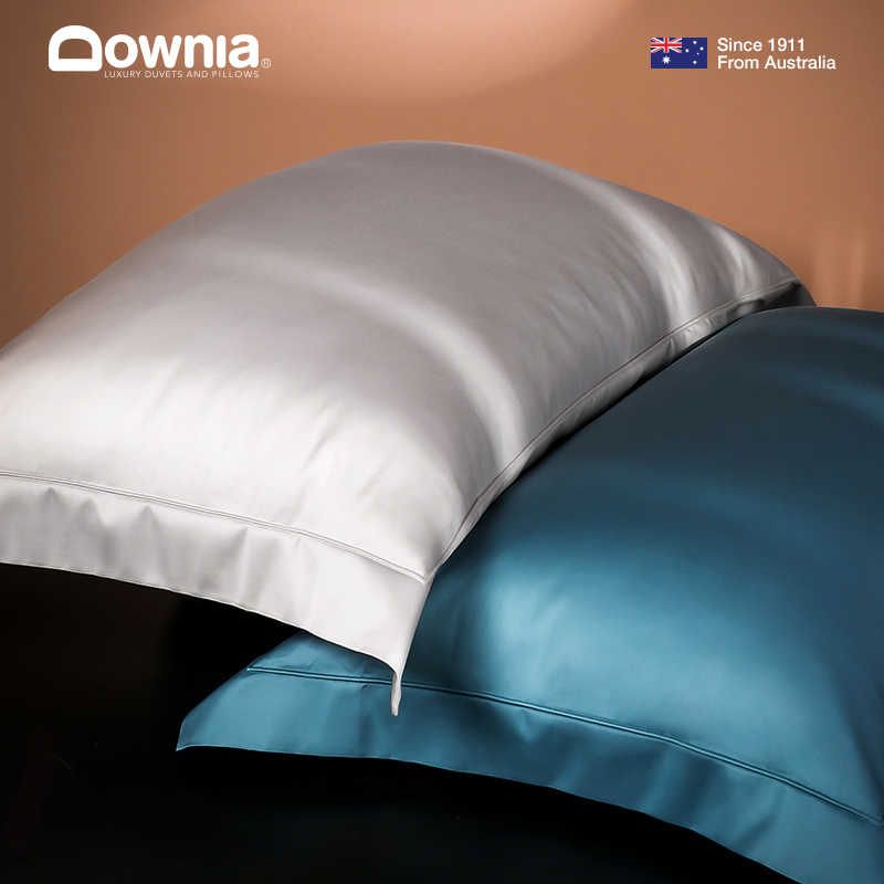 DOWNIA100支纯色全棉贡缎枕套 纯棉枕头套加大枕芯套单只