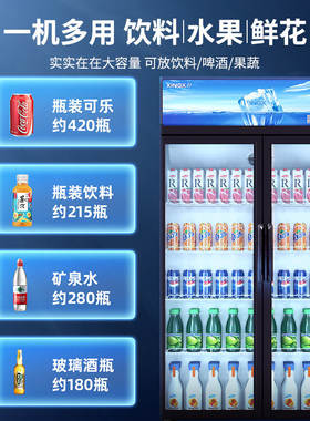 星星冷藏展示柜双门三门风直冷超市立式饮料保鲜柜商用啤酒柜冷柜