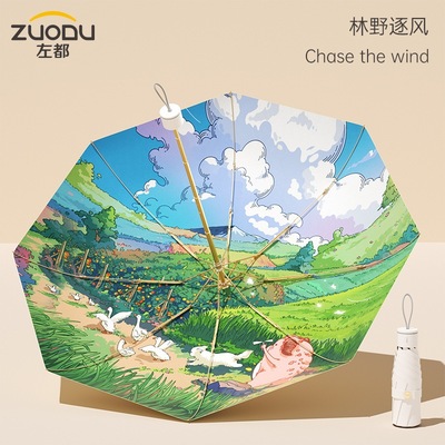货源充足遮阳太阳伞晴雨两用女防晒防紫外线折叠小巧便携五折专业
