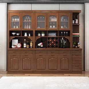 现代简约实木酒柜餐厅储物收纳高边柜客厅靠墙餐边柜厨房茶水碗柜