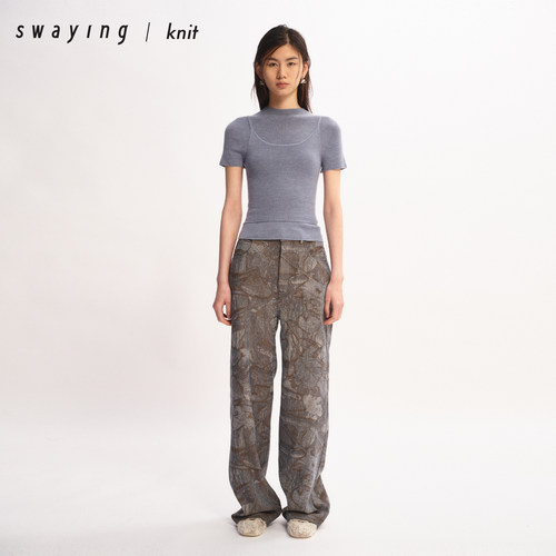 SWAYING官方印花牛仔裤女