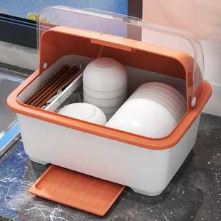 碗碟盘餐具家用碗架置物架子碗筷收纳盒 厨房沥水碗柜带盖放碗箱装
