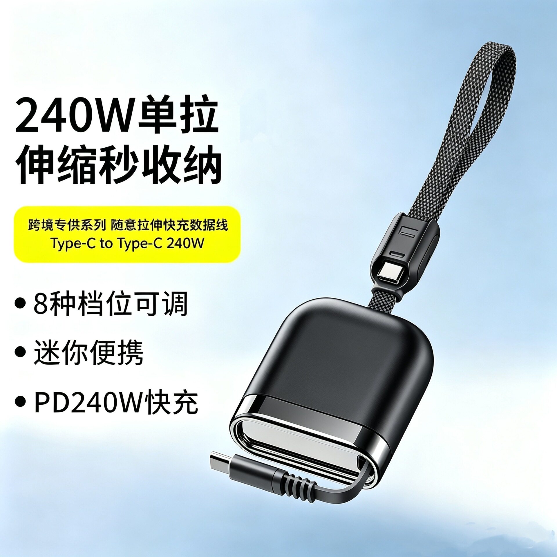 佐梵希240W伸缩单拉快充数据线